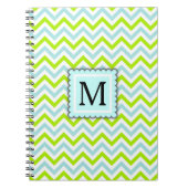 Carnet Vert et monogramme bleu de coutume de Chevron (Devant)