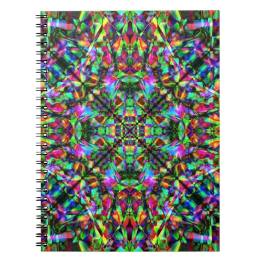 Carnet Vert et motif de mandala d'arc-en-ciel (Devant)