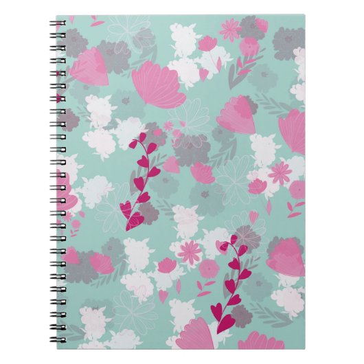 Carnet vert fleurs (Devant)