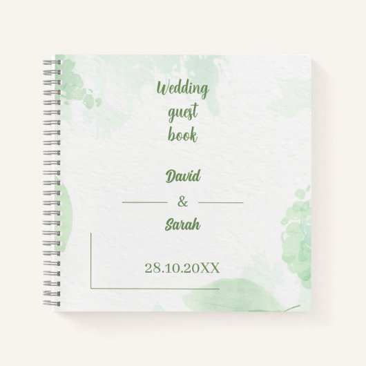 Carnet Vert Floral Aquarelle Mariage (Devant)