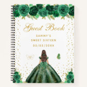 Carnet Vert Floral Brunette Cheveux Princesse Sweet sixte (Devant)
