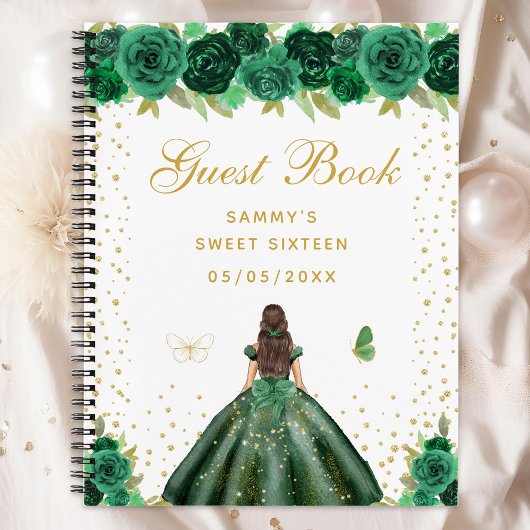 Carnet Vert Floral Brunette Cheveux Princesse Sweet sixte