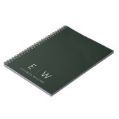 Carnet Vert foncé Élégant Moderne Minimaliste Monogramme (Côté gauche)