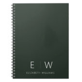 Carnet Vert foncé Élégant Moderne Minimaliste Monogramme (Devant)