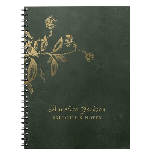 Carnet Vert foncé et or élégant professionnel (Devant)