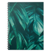 Carnet Vert foncé, feuillage de jungle tropicale. (Devant)