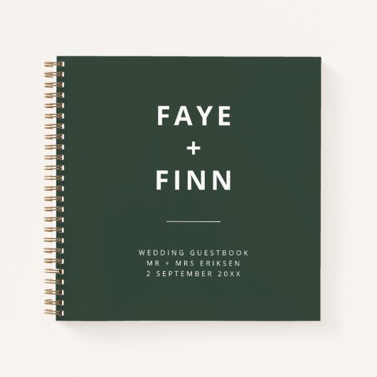 Carnet Vert Foncé | Moss Minimalist Scandi Mariage Invité (Devant)