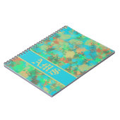 Carnet Vert, jaune et bleu gouttes abstraites (Côté gauche)