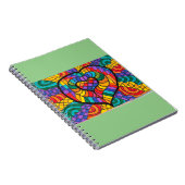 Carnet vert menthe avec coeur multicolore (Côté Droit)