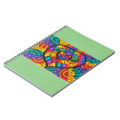 Carnet vert menthe avec coeur multicolore (Côté gauche)