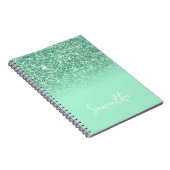 Carnet Vert Menthe Paillettes Ombré Nom (Côté Droit)
