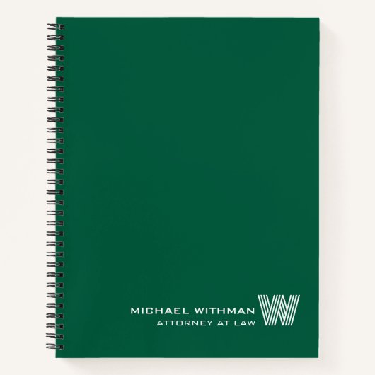 Carnet VERT Minimal Monogramme Initiale AFFAIRES D'ENTREP (Devant)