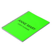 Carnet Vert néon professionnel élégant coloré brillant (Côté gauche)