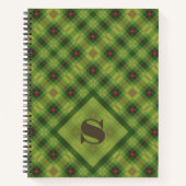 Carnet Vert Noël Plaid Téméraire Typographie Monogramme (Devant)