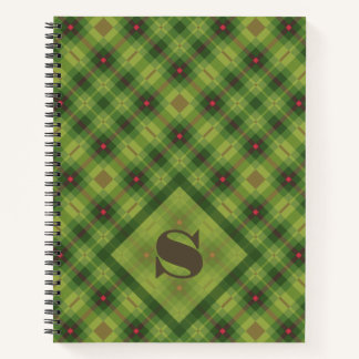 Carnet Vert Noël Plaid Téméraire Typographie Monogramme