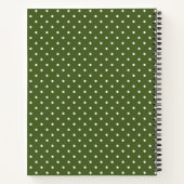 Carnet Vert olive et pois blancs avec nom (Dos)