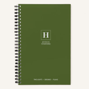 Carnet Vert olive foncé Monogramme Classique