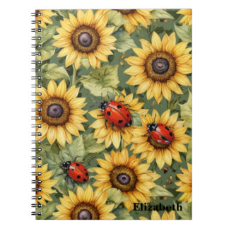 Carnet Vert olive Vert verdure Tournesol Lady Bug Garden