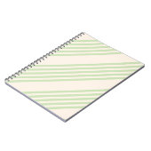 Carnet Vert pâle et beige cinq rayures motif (Côté gauche)