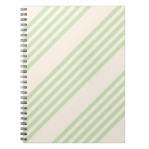 Carnet Vert pâle et beige cinq rayures motif