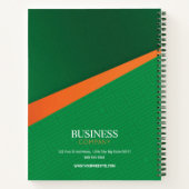 Carnet Vert Professionnel avec Rayure Orange Entreprise (Dos)
