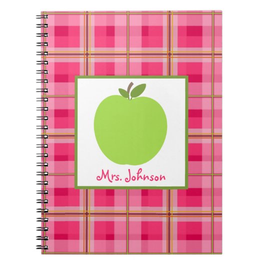 Carnet vert rose de professeur de Paisley Apple (Devant)