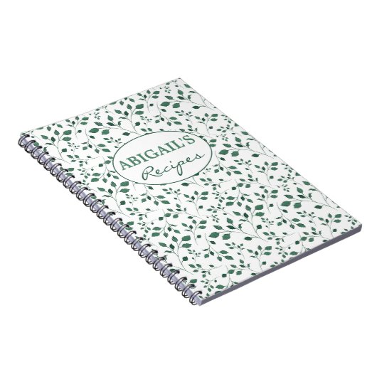 Carnet vert rustique de motif de feuillage (Côté Droit)