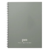 Carnet Vert Sauge Monogramme Professionnel Initiales et N (Devant)