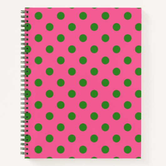 Carnet Vert sur rose Pois Design Motif (Devant)