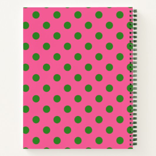 Carnet Vert sur rose Pois Design Motif (Dos)