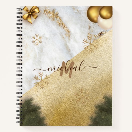 Carnet Vert tendance Laisser Gold Star Marble Nom personn (Devant)