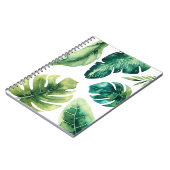 Carnet Vert Tropical Feuille Blanc Élégant Chic Été (Côté gauche)