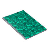 Carnet vert turquoise motif floral clair (Côté Droit)