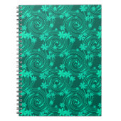 Carnet vert turquoise motif floral clair (Devant)