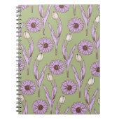 Carnet Vert violet Fleur sauvage Boho Design Floral moder (Devant)