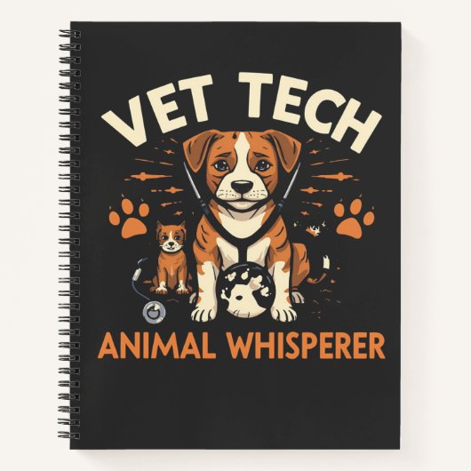 Carnet Vet Tech Animal Whisperer mignet Chiot Stethoscope (Devant)