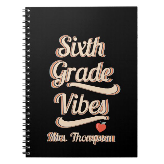 Carnet Vibes de l'école secondaire Boho Retro Professeur (Devant)