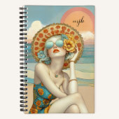Carnet Vibes de plage Fille glamour d'été en lunettes de  (Recto)