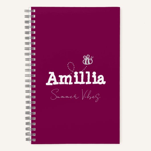 Carnet Vibes d'été avec nom monographique élégant (Recto)