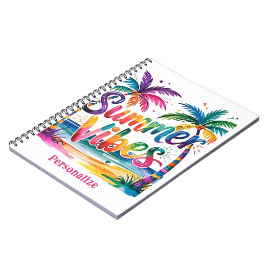 Carnet Vibes d'été Tropical Palm Tree Océan Personnalisé (Côté gauche)