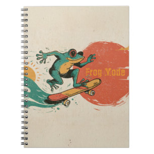 Carnet Vibes Grenouille – Art Rétro Surf Skate Grenouille