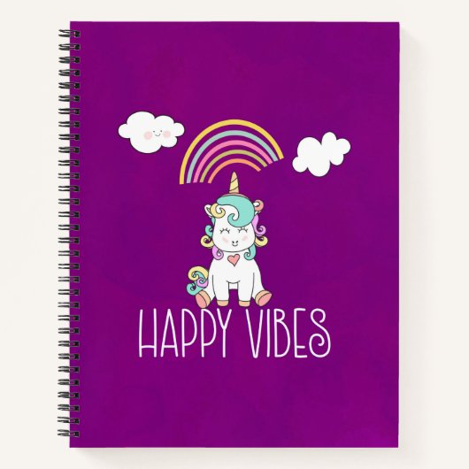 Carnet Vibes Joyeuses Cute Smiling Unicorn (Devant)
