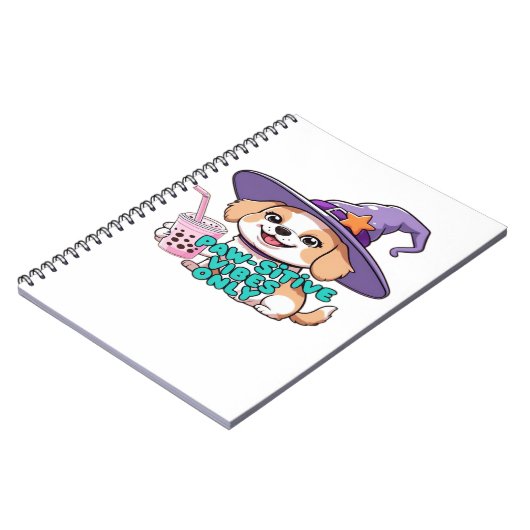 Carnet Vibes Paw seulement - Chien mignon avec thé à bull (Côté gauche)