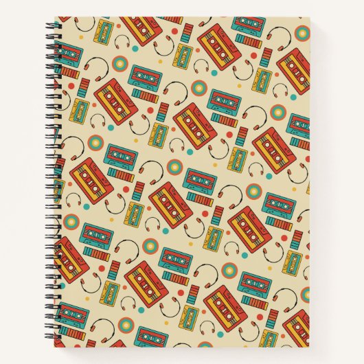 Carnet Vibes rétro - 1980 Cassette Tapes Motif (Devant)