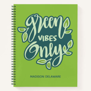 Carnet Vibes vertes de nom personnalisé