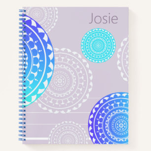 Carnet Vibrant Aqua Blue Random Mandala on Pink Ajouter N