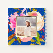 Carnet Vibrant bleu floral et Confetti photo (Dos)
