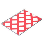 Carnet Vibrant Funky Coral Rouge & Blanc Rhombus Motif (Côté gauche)