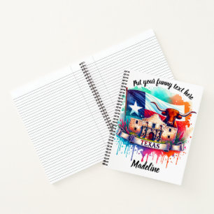 Carnet Vibrant hommage au Texas avec Alamo et longhorn