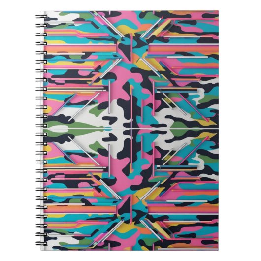 Carnet Vibrant Neon Pastel Camo Abstract Spiral Photo (Devant)